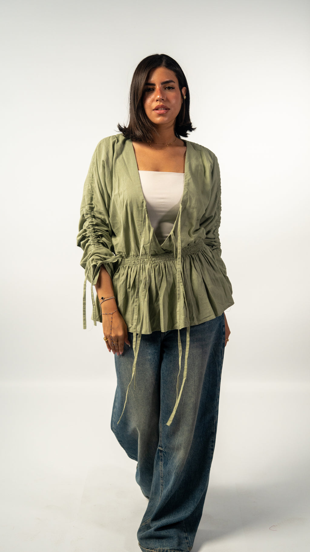 Linen Charm Blouse - olive