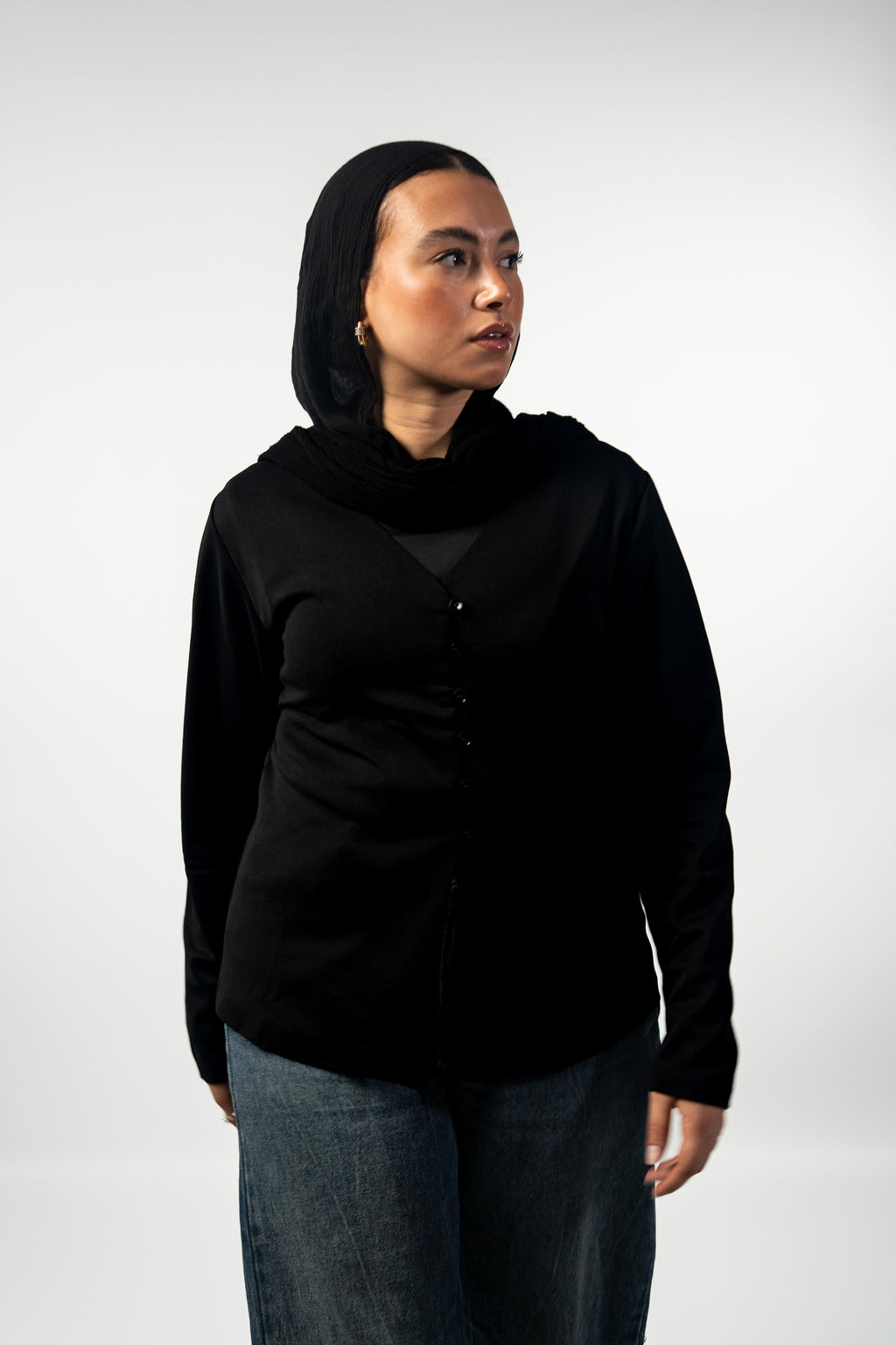 Noir Button Blouse - Black
