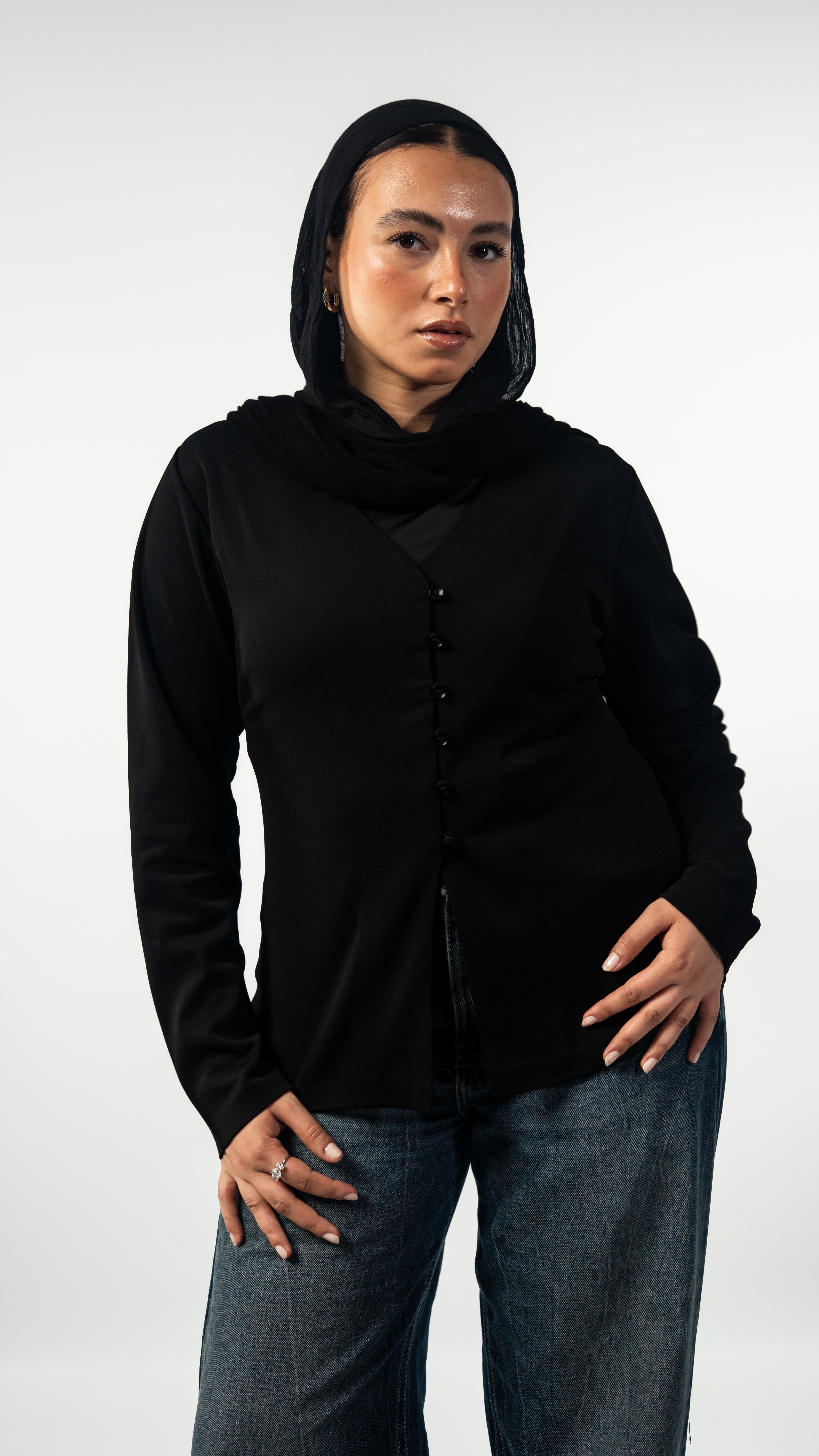 Noir Button Blouse - Black