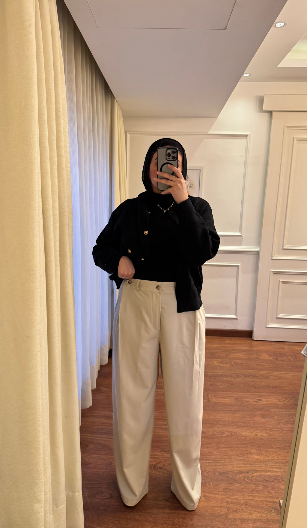 Loose-Darted Pants - Beige