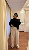 Loose-Darted Pants - Beige